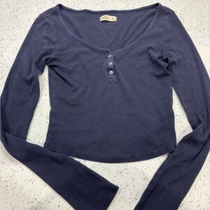 Women's Navy Long Sleeve Top